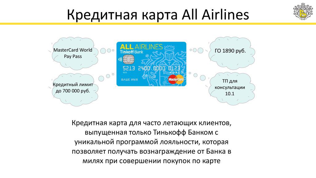 Кобрендовая кредитная карта Тинькофф All Airlines (пример КК)